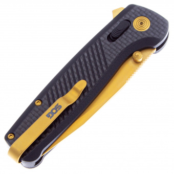 Складной нож SOG Terminus XR LTE Gold TiNi, сталь S35VN, рукоять Carbon Fiber